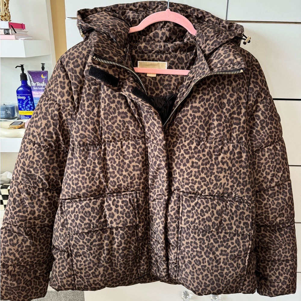 Michael Kors leopard puffer coat